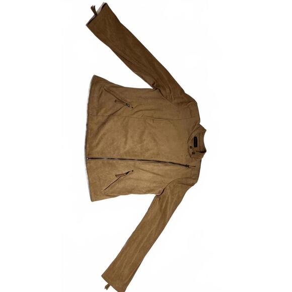 Adrienne Vittadini Brown Suede Moto Jacket for Women- Large - Picture 3 of 9
